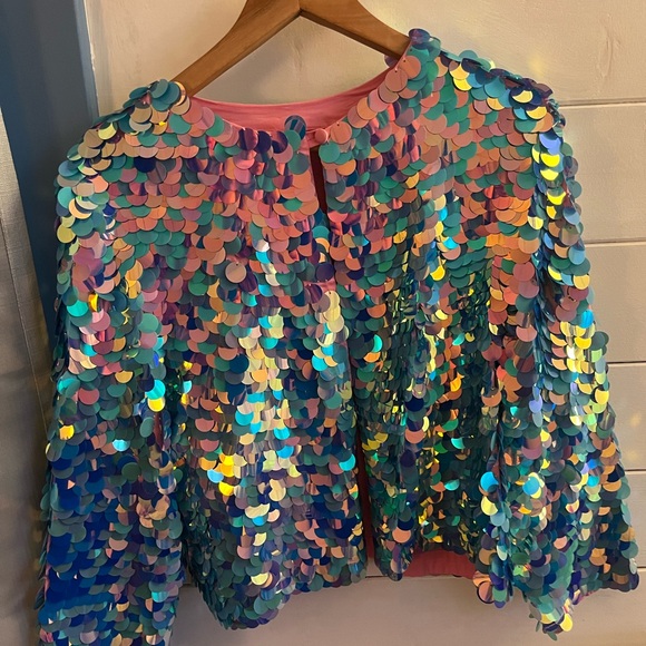 Rosa bloom penny sequin jacket sapphire size xs - Picture 2 of 4